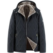 Resim Rüzgar Geçirmez Pamuklu Kadife İçi Büyük Beden Erkek Kaban Siyah 