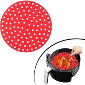 Resim BUFFER® Renkli Isıya Dayanıklı Yıkanılabilir Silikon Fırın Ve Airfryer Yuvarlak Pişirme Matı 20 Cm (KIRMIZI) 