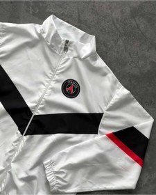 Resim Genel Markalar Paris Beyaz Fermuarlı Oversize Unisex Paraşüt Ceket/Yağmurluk 