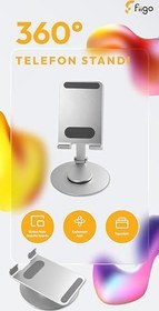 Resim fiigo Telefon Standı Katlanabilir Çok Fonksiyonlu 360 Derece Dönebilen Metal Silver 
