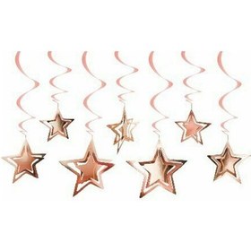 Resim 10 Lu 3d Yıldız Tavan Sarkıt Süs Rose Gold Standart 