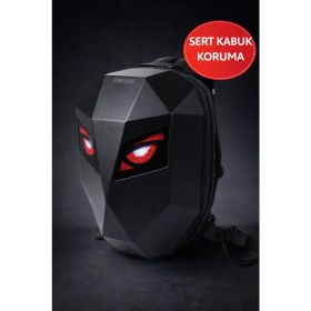 Resim LED Gözlü Sert Kabuk Motosiklet Sırt Çantası - Laptop Uyumlu, Darbeye Dayanıklı 