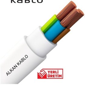 Resim 3x1,5 Mm² H05vv-f Ttr Kablo Beyaz %100 Bakır 5 Metre 