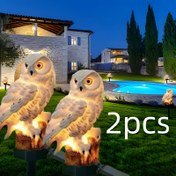 Resim 2 adet, Güneş Enerjili Baykuş Reçine Bahçe Işığı, Papağan, Kartal Reçine Işık, Bahçe İçin İlginç Dekoratif Işık, Çiçek Yatağı, Avlu, Çim Alanı, Yol Süslemesi için Uygun 