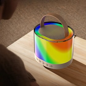 Resim Lenyes S229 Rgb Işıklı Askılı Mikrofonlu Bluetooth Speaker Hoparlör V5.3 Bej 