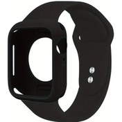 Resim Sunshine022 46mm Series 10 Siyah Spor Kordon Ve Kılıf Uyumlu İwatch Bileklik 