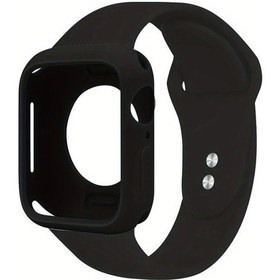 Resim Sunshine022 46mm Series 10 Siyah Spor Kordon Ve Kılıf Uyumlu İwatch Bileklik 