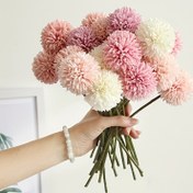Resim 5 adet Yapay Krizantem Çiçeği, Sahte Papatya Çiçekleri İpek Yapay Gelin Düğün Buketi DIY Çiçek Dekorasyonu Ev Bahçe Parti Düğün Süslemesi 