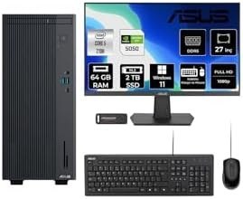 Resim ASUS ExpertCenter P500 Core5 210H 64GB 2TB SSD RTX5050/8GB W11H Masaüstü Bilgisayar + 27" Monitör 