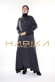 Resim Lüks Kobra gri Kumaş Ferace - Üst Düzey Kalite ve Şıklık Abaya - L 