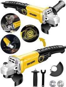 Resim Dragro Alman DRG-4200 W Devir Ayarlı Çift Metal Dişli Şanzuman Demir Metal Kesme Taşlama Makinesi 125 MM Sarı 