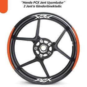 Resim Honda Pcx Motosiklet Jant Şeridi Sticker Set Ay Modeli Turuncu 