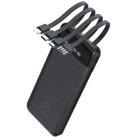 Resim Bn44 10000mah Powerbank Led Ekranlı Type-c İphone Uyumlu Usb Micro Usb Kablolu Tüm Uçlar Siyah 