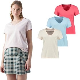 Resim Giorgina Ferri 3'lü Kutu Premium Kadın V Yaka Tee T-shirt Rosie 