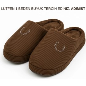 Resim Adımist Erkek Kışlık Yumuşak Kadife Içi Fitilli Gondol Kürklü Ev Terliği (1 Beden Büyük Tercih Ediniz.) 