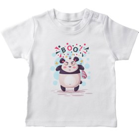 Resim Angemiel Baby Korkutan Panda Erkek Bebek Tişört Beyaz B0671MDBBKETSRT 