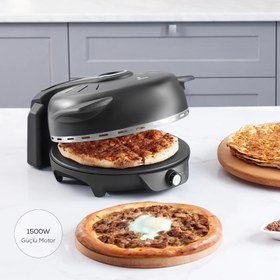 Resim Karaca Gastro 10 in 1 Pizza Pide Lahmacun ve Tandır Ekmeği Makinesi Biodiamond Matte Black 