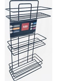 Resim Banyo Aksesuar Seti 3 Lü SİYAH , Ömür Boyu Paslanmaz Düz Duş Rafı Şampuanlık SİYAH TŞ-03 