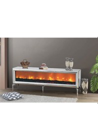 Resim Bera Gümüş Şömineli Aynalı Hüma Tv Sehpası Gümüş 