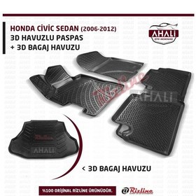 Resim Rizline Honda Civic Sedan 06-12 3D Havuzlu Paspas ve Bagaj Havuzu 