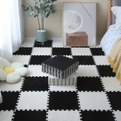 Resim 40 Adet Yıkanabilir Birbirine Geçen Halı Karoları - Ekose Desenli, Düşük Pile, EVA & Polyester Karışımı Yatak Odası ve Oturma Odası Dekoru için 