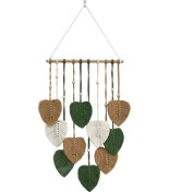 Resim Monyee Kumaş İpliği El Dokuma Yaprak Desenli Duvar Dekoru - Bohem Dekor Stili Odalarınız İçin Hafif Ve Kolay Monte Edilebilir Duvar Örtüsü E Model Kahverengi 