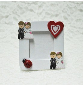 Resim Gelin-damat Magnetli Ahşap Çerçeve 12 Adet Beyaz - Siyah 