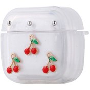 Resim Airpods Uyumlu 4 Airbag 44 Airbag Tasarımlı Simli Şeffaf Kutup Kılıf Kiraz 