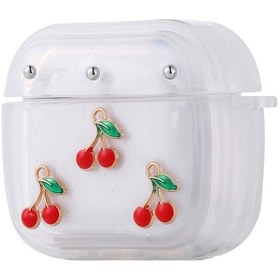 Resim Airpods Uyumlu 4 Airbag 44 Airbag Tasarımlı Simli Şeffaf Kutup Kılıf Kiraz 