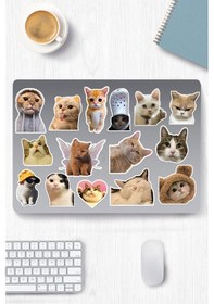 Resim Kedi Temalı Sticker Seti Laptop Ajanda Notebook Tablet Telefon Defter Etiket Bullet Journal Diğer 