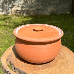 Resim Sırlı Doğal Toprak Kapaklı Yoğurt Mayalama Güveci-Tenceresi Küçük Boy 2,5 Litre 