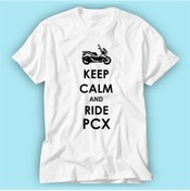 Resim Keep Calm And Ride Pcx Beyaz Baskılı Tshirt Modeli 