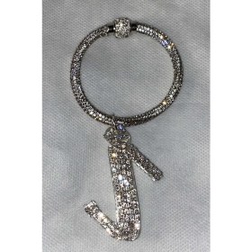 Resim Arabasına Aşıklar Kulübü Swarovski Taşlı Bileklik Anahtarlık I Harfli 