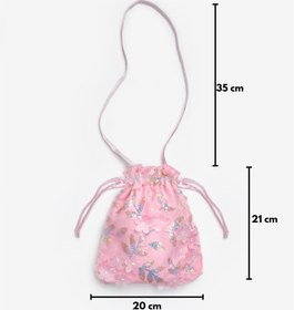 Resim Pembe Çiçek ve Pul Detaylı Kız Çocuk Çanta - Pembe / Tek Ebat 