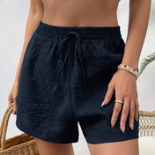Resim Kadınlar için Şık Siyah Polyester Şortlar | Geniş Paça Tasarımı ve İpli Bel Bandı | Pürüzsüz Dokulu Kumaş | Makinede Yıkanabilir ve Kuru Temizlemeye Uygun | İlkbahar, Yaz ve Sonbahar Günlük Giyim İçin Mükemmel 