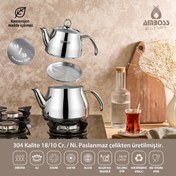 Resim Amboss Prime 4 Parça Paslanmaz Çelik Orta Boy Çaydanlık 