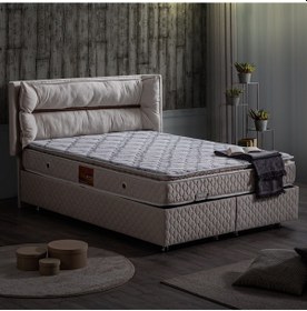 Resim Setaymobilya Baza, Barselona Krem Baza + Başlık + Real Pedli Yatak 