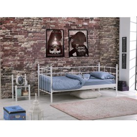 Resim Bedliga Lalas Daybed Ferforje Metal Tek Kişilik Karyola 90X200 