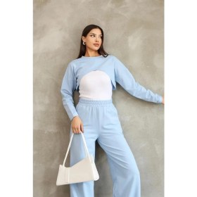 Resim Ponçik Uzun Kollu Crop Bluzlu Alt Üst Takım 3lü Eşofman Takımı 25532 