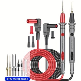 Resim 1 Set Hassas Çift Fonksiyonlu Test Sondası Seti, Yüksek Hassasiyetli Pointer Tipi, Silikon Anti-Donma, Değiştirilebilir Uçlar, Bakır Tel, Plastik Yalıtım, Şarj Edilmemiş - Pilsiz 