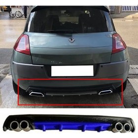 Resim Renault Megane 2 Hb Uyumlu Mavi Difüzör Çiftli Yuvarlak Egzoz Görünümlü D Tip Difizör 2002 - 2009 
