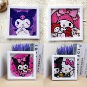 Resim Sanrio serisi Hello Kitty Kuromi model kiti, hobi yetiştirme 5D DIY elmas boyama sanat seti dekorasyon resmi, el yapımı hediyeler, çizgi film anime teması, tam elmas yuvarlak elmas boyama kolajı, doğum günü hediyesi, tatil hediyesi 
