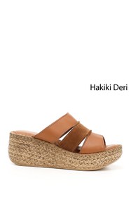 Resim Gönderi(r) Kadın Taba Antik Hakiki Deri Dolgu Tabanlı Terlik 