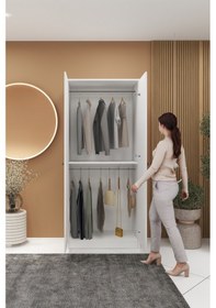 Resim 2 Kapaklı 2 Askılı Mega Elbise Dolabı Beyaz İmb062 Beyaz 