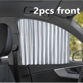 Resim Chuangyinshop Silvery 2 Parça Manyetik Araç Perdesi Güneşlik Ve Gizlilik İçin Yatay Çizgili 