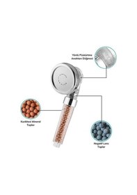 Resim N&m Store %50 Su Tasarruflu Ve Arıtmalı Doğal Taşlı Banyo El Duş Başlığı Çok Renkli 