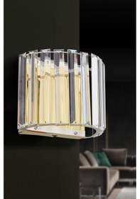 Resim İstanbul Avize Elmas Gold Oval Kenarlı Kristal Taşlı Aplik 