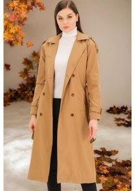Resim Z6737 Dewberry Bayan Trençkot-düz Camel Düz Camel 