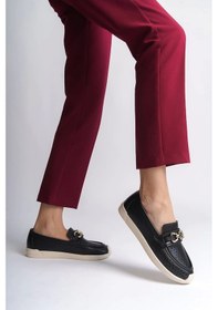 Resim Layla Bağcıksız Ortopedik Rahat Taban Kalp Desenli Kadın Babet Ayakkabı Kt - Siyah Siyah 