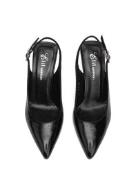 Resim Ayakkabı Fuarı Elit Calissa Kadın Hakiki Rugan Deri Klasik Topuklu Ayakkabı Siyah Siyah 